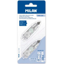 BWM10467 MILAN RECAMBIO CINTA CORRECTORA CILÍNDRICA Y EXTENSIÓN 5MMX6M BLÍSTER 2 UD