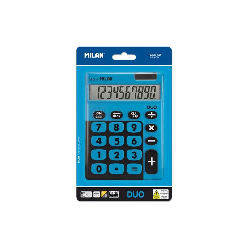 150610TDBBL MILAN CALCULADORA TOUCH DUO 10 DIGITOS DUAL BLISTER AZUL