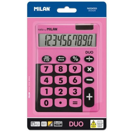 150610TDPBL MILAN CALCULADORA TOUCH DUO 10 DIGITOS DUAL BLISTER ROSA