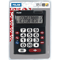 151712BL MILAN CALCULADORA NEGRO EXTRA-GRANDE 12 DIGITOS DUAL BLISTER