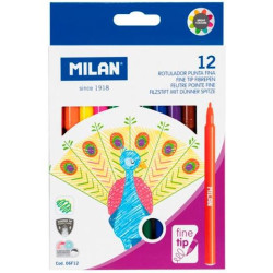 06F12 MILAN ROTULADORES PUNTA FINA 2MM COLORES SURTIDOS ESTUCHE 12 UD