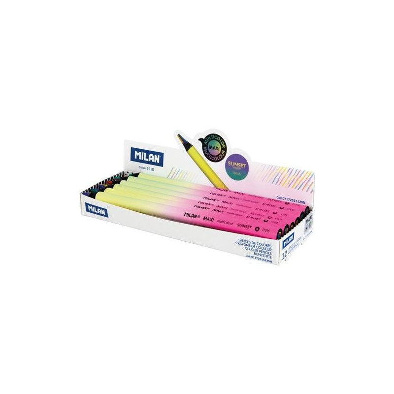 0717251512SN MILAN LÁPICES DE COLORES MAXI SERIE SUNSET MINA MULTICOLOR CAJA EXPOSITORA 12 UD