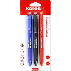 30213299 KORES BOLÍGRAFO TINTA BORRABLE GEL POINT 0.7MM C/SURTIDOS BLÍSTER 3 UD