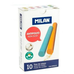 245210 MILAN TIZAS COLOR ANTIPOLVO CARBONATO CÁLCICO CAJA DE 10