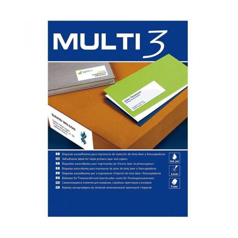 10816 MULTI-3 ETIQUETAS ADHESIVAS CD/DVD Ø117 INKJET/LÁSER 2 X 100H BLANCO