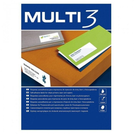 10816 MULTI-3 ETIQUETAS ADHESIVAS CD/DVD Ø117 INKJET/LÁSER 2 X 100H BLANCO