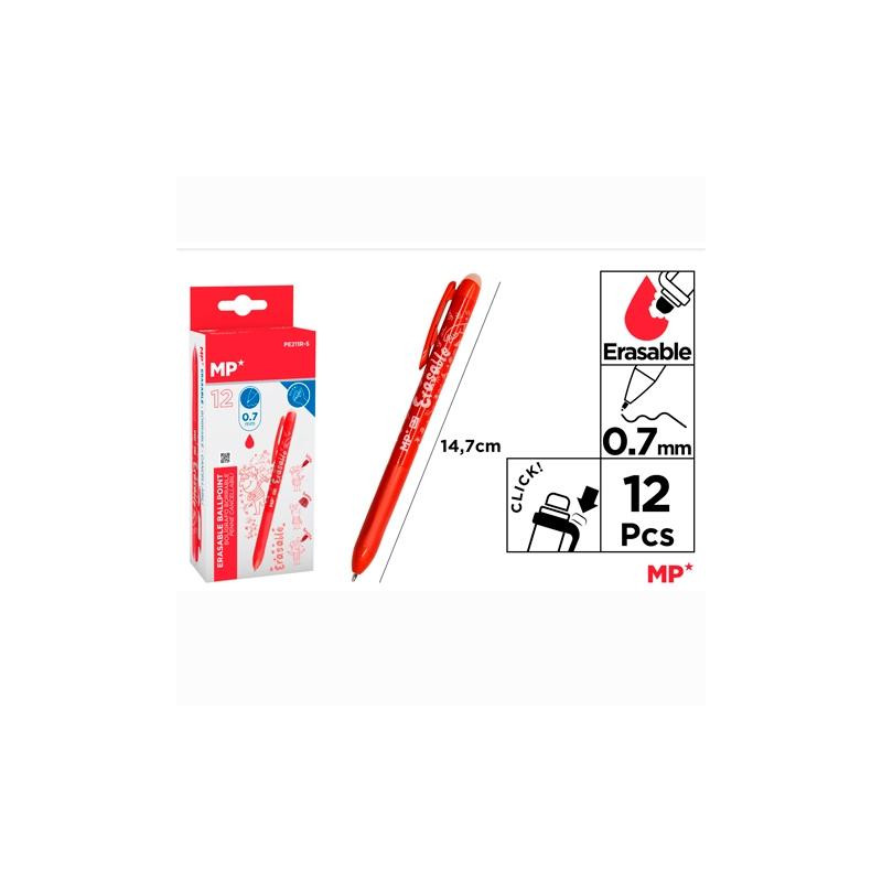 PE211R-S MP BOLÍGRAFO TINTA BORRABLE CLICK SYSTEM RETRÁCTIL 0.7MM ROJO