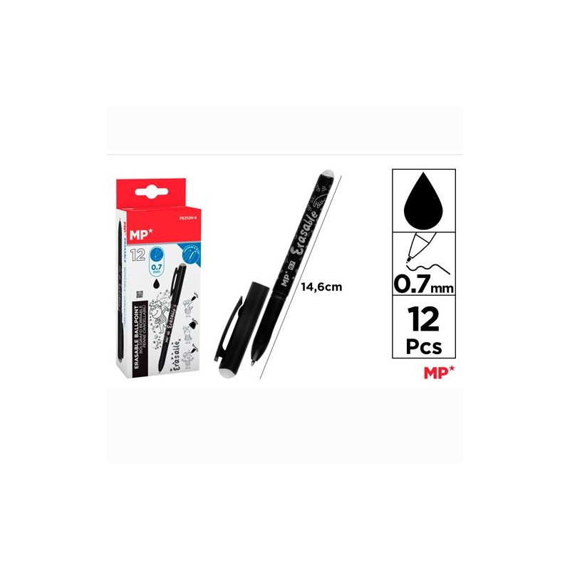 PE2121N-S BOLÍGRAFO TINTA BORRABLE CON CAPUCHÓN 0.7MM NEGRO