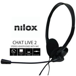 NXCM0000004 NILOX AURICULARES MICRÓFONO CHAT LIVE 2 C/ CABLE JACK 3.5MM NEGRO