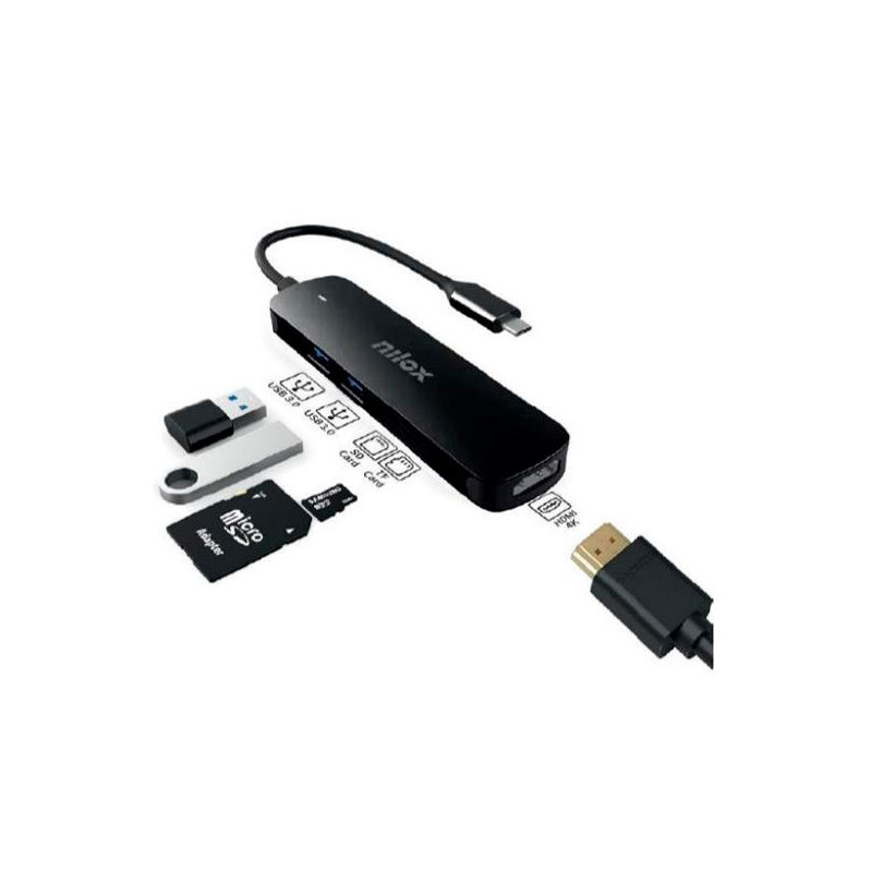 NXDSUSBC05 NILOX DOCK STATION 5 EN 1 USB-C A 1XHDMI 4K