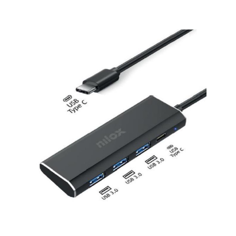 NXHUBUSBC03 NILOX HUB 4 PUERTOS USB-C X 3 + USB 3.0 X 1  USBC