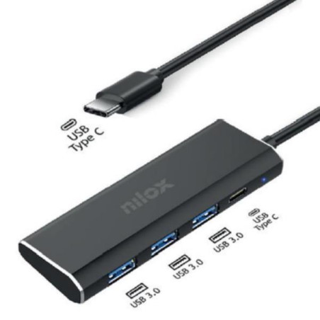 NXHUBUSBC03 NILOX HUB 4 PUERTOS USB-C X 3 + USB 3.0 X 1  USBC