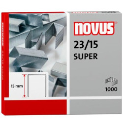 042-0044 NOVUS GRAPAS SUPER 23/15 PARA GRAPADORAS DE GRUESOS CAJA 1000 UD