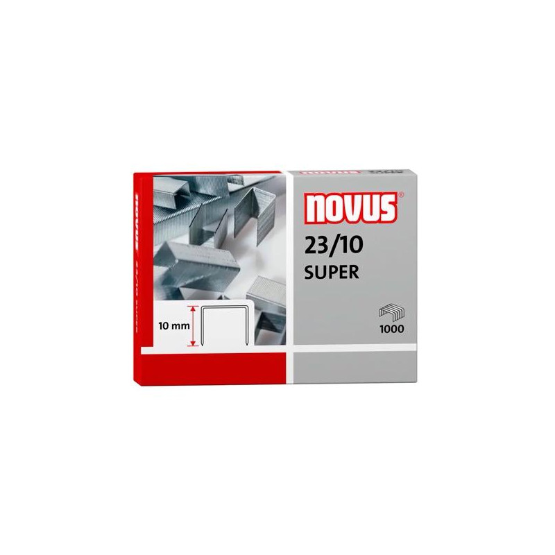 042-0531 NOVUS GRAPAS 23/10 SUPER PARA GRAPADORAS DE GRUESOS CAJA 1000 UD