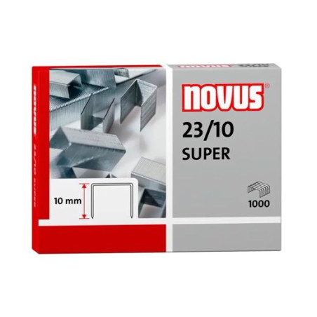 042-0531 NOVUS GRAPAS 23/10 SUPER PARA GRAPADORAS DE GRUESOS CAJA 1000 UD