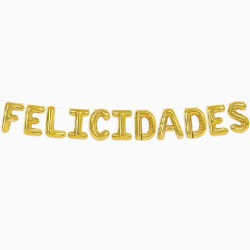 113-1190 OH YEAH GUIRNALDA DE GLOBOS CON LETRAS "FELICIDADES" 41CM ORO METALIZADO