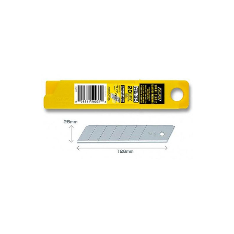 HB-20 OLFA REPUESTO CUTTER 100X25MM / CUCHILLA FRACTURABLE 20 CUCHILLAS