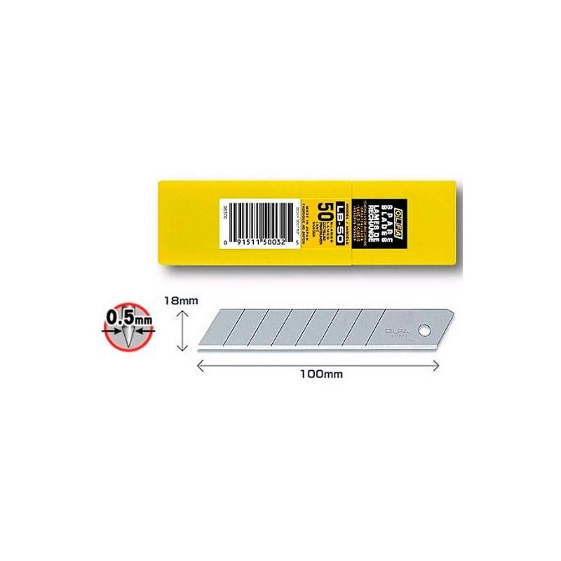 LB-50 OLFA REPUESTO CUTTER 100X18MM / CUCHILLA FRACTURABLE 50 CUCHILLAS