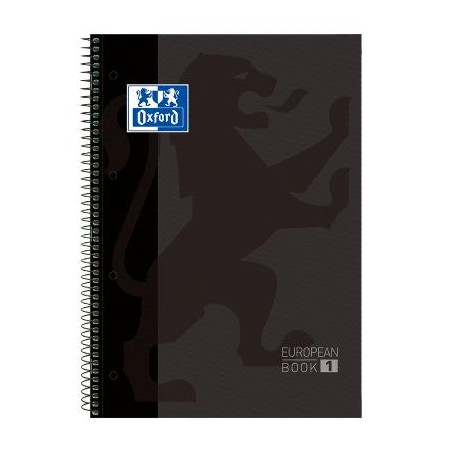 100430269 OXFORD CUADERNO CLASSIC EUROPEANBOOK 1 WRITE&ERASE 80H A4+ 5X5MM MICROPERFORADO T/EXTRADURA PACK 5 UD NEGRO