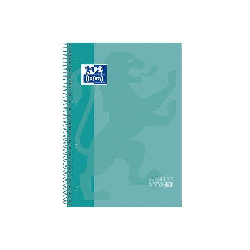 400078125 OXFORD CUADERNO CLASSIC EUROPEANBOOK 1 WRITE&ERASE 80H A4+ 1 LINEA MICROPERFORADO T/EXTRADURA PACK 5 UD ICE MINT