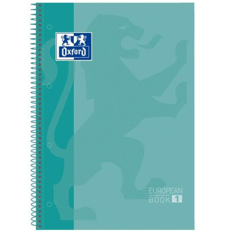 400078125 OXFORD CUADERNO CLASSIC EUROPEANBOOK 1 WRITE&ERASE 80H A4+ 1 LINEA MICROPERFORADO T/EXTRADURA PACK 5 UD ICE MINT