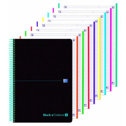 400088489 OXFORD CUADERNO BLACK N´COLOURS EUROPEANBOOK 8 MICROPERFORADO 160H A4+ 5X5 T/PLÁSTICO PACK 5 UD NEGRO/TURQUESA