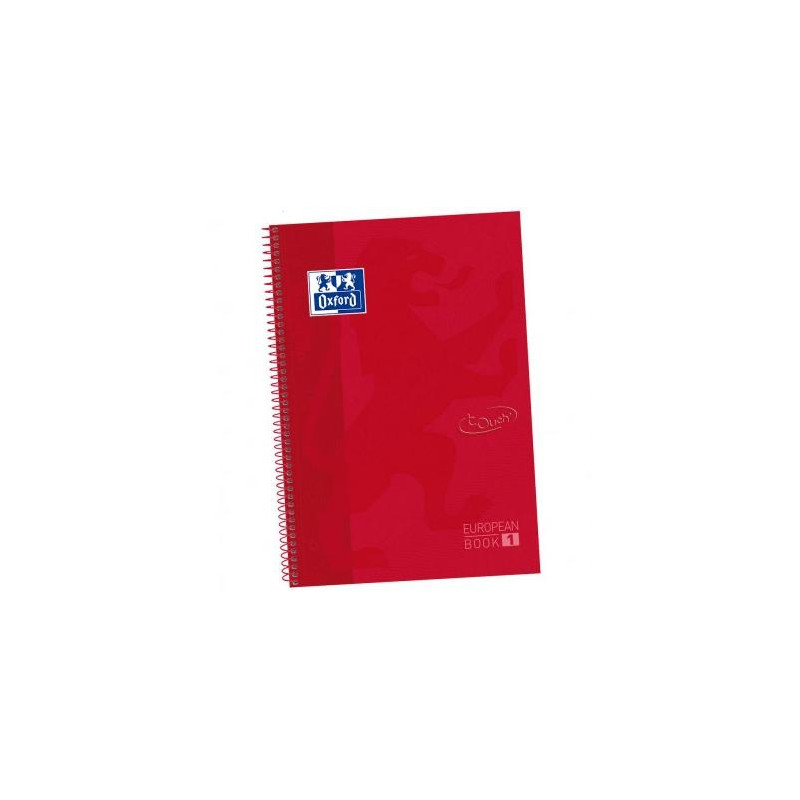 400106997 OXFORD CUADERNO TOUCH EUROPEANBOOK 1 WRITE&ERASE 80H A4+ 5X5MM MICROPERFORADO TAPA EXTRADURA CARMÍN