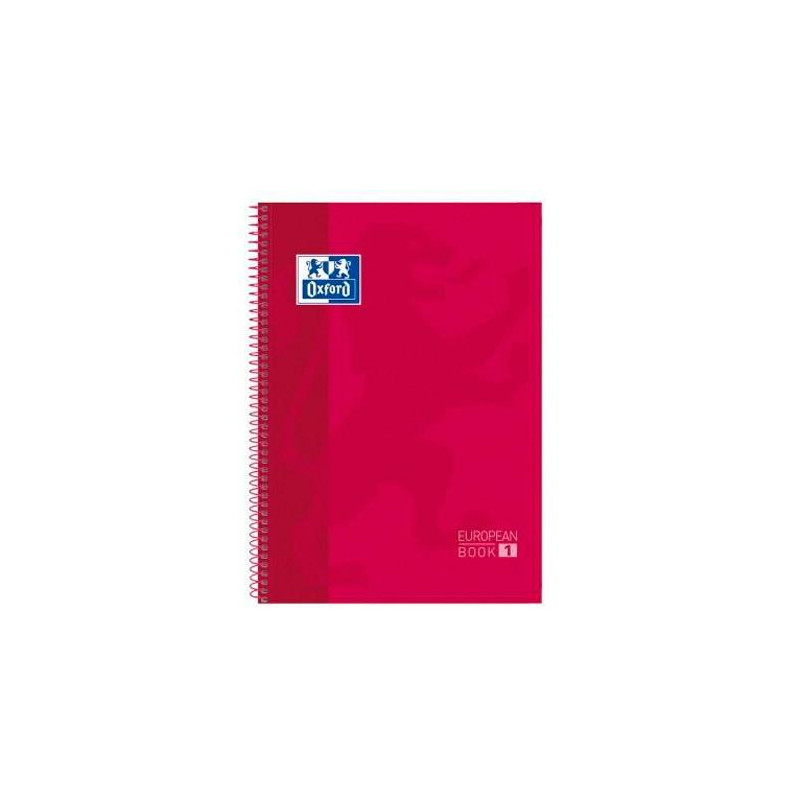 400118236 OXFORD CUADERNO CLASSIC EUROPEANBOOK 1 WRITE&ERASE 80H A4+ 1 LÍNEA MICROPERFORADO T/EXTRADURA PACK 5 UD ROJO