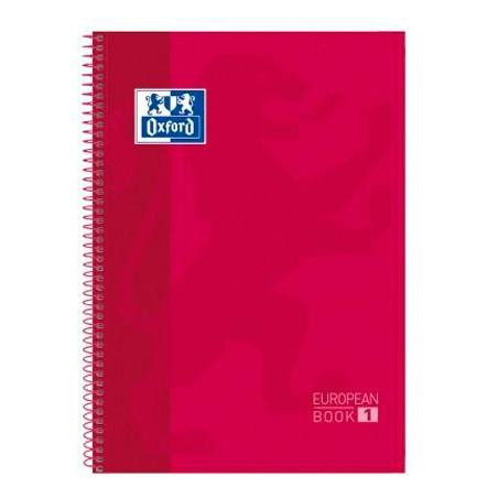 400118236 OXFORD CUADERNO CLASSIC EUROPEANBOOK 1 WRITE&ERASE 80H A4+ 1 LÍNEA MICROPERFORADO T/EXTRADURA PACK 5 UD ROJO