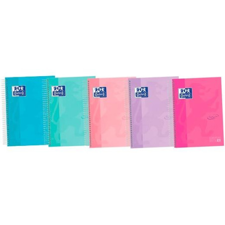 400133561 OXFORD CUADERNO TOUCH EUROPENANBOOK 4 MICROPERFORADO 120H A5+ 5X5MM TAPA EXTRADURA C/SURTIDOS PASTEL