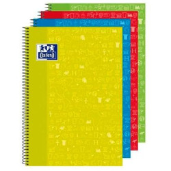 400136932 OXFORD CUADERNO ESPIRAL ASIGNATURAS "SOCIALES" WRITE&ERASE 80H FOLIO 4X4M T/EXTRADURA PACK 4 UD C/SURTIDOS