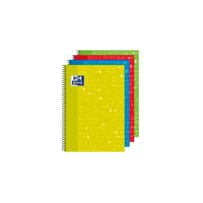 400136932 OXFORD CUADERNO ESPIRAL ASIGNATURAS "SOCIALES" WRITE&ERASE 80H FOLIO 4X4M T/EXTRADURA PACK 4 UD C/SURTIDOS