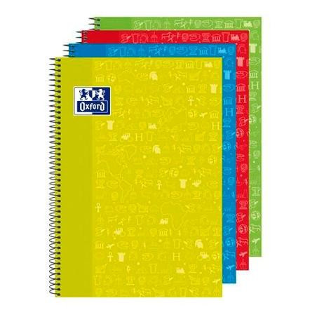 400136932 OXFORD CUADERNO ESPIRAL ASIGNATURAS "SOCIALES" WRITE&ERASE 80H FOLIO 4X4M T/EXTRADURA PACK 4 UD C/SURTIDOS