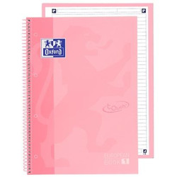 400138324 OXFORD CUADERNO TOUCH EUROPEANBOOK 1 WRITE&ERASE 80H A4+ 1 LÍNEA MICROPERFORADO T/EXTRADURA PACK 5 UD FLAMINGO PASTEL