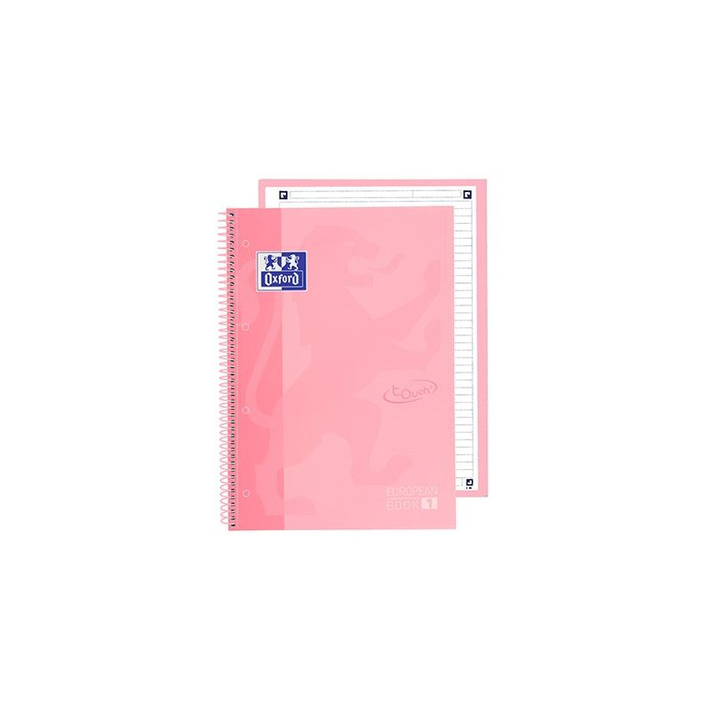 400138324 OXFORD CUADERNO TOUCH EUROPEANBOOK 1 WRITE&ERASE 80H A4+ 1 LÍNEA MICROPERFORADO T/EXTRADURA PACK 5 UD FLAMINGO PASTEL