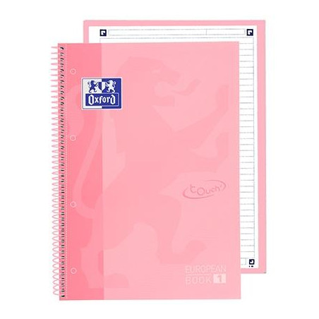 400138324 OXFORD CUADERNO TOUCH EUROPEANBOOK 1 WRITE&ERASE 80H A4+ 1 LÍNEA MICROPERFORADO T/EXTRADURA PACK 5 UD FLAMINGO PASTEL