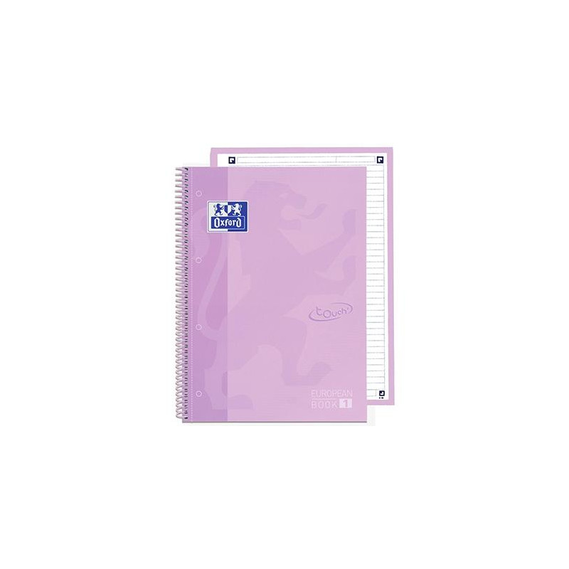 400138325 OXFORD CUADERNO TOUCH EUROPEANBOOK 1 WRITE&ERASE 80H A4+ 1 LÍNEA MICROPERFORADO T/EXTRADURA PACK 5 UD LAVANDA PASTEL