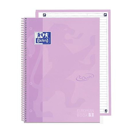 400138325 OXFORD CUADERNO TOUCH EUROPEANBOOK 1 WRITE&ERASE 80H A4+ 1 LÍNEA MICROPERFORADO T/EXTRADURA PACK 5 UD LAVANDA PASTEL