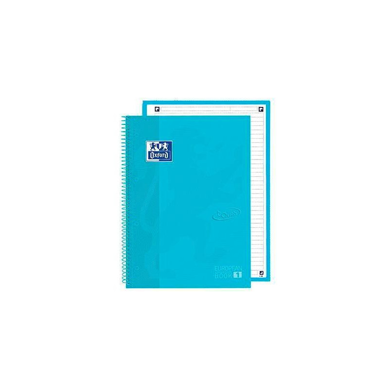 400138327 OXFORD CUADERNO TOUCH EUROPEANBOOK 1 WRITE&ERASE 80H A4+ 1 LÍNEA MICROPERFORADO T/EXTRADURA PACK 5 UD AZUL PASTEL