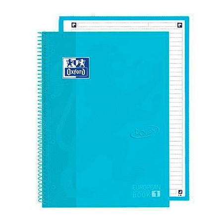 400138327 OXFORD CUADERNO TOUCH EUROPEANBOOK 1 WRITE&ERASE 80H A4+ 1 LÍNEA MICROPERFORADO T/EXTRADURA PACK 5 UD AZUL PASTEL