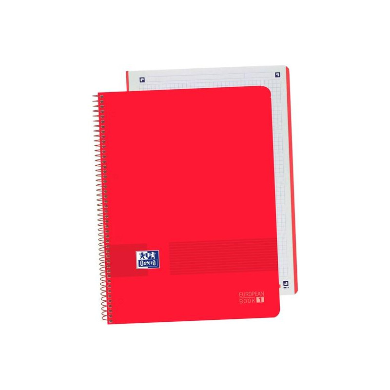 400149359 OXFORD CUADERNO LIVE&GO EUROPEANBOOK 1 80H A4+ 5X5MM MICROPERFORADO T/PLÁSTICO PACK 5 UD ROJO