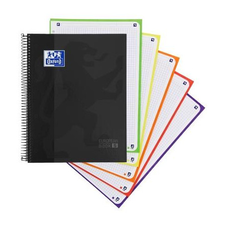 400158600 OXFORD CUADERNO CLASSIC EUROPEANBOOK 5 WRITE&ERASE 120H A4+ 5X5 MICROPERFORADO TAPA EXTRADURA NEGRO