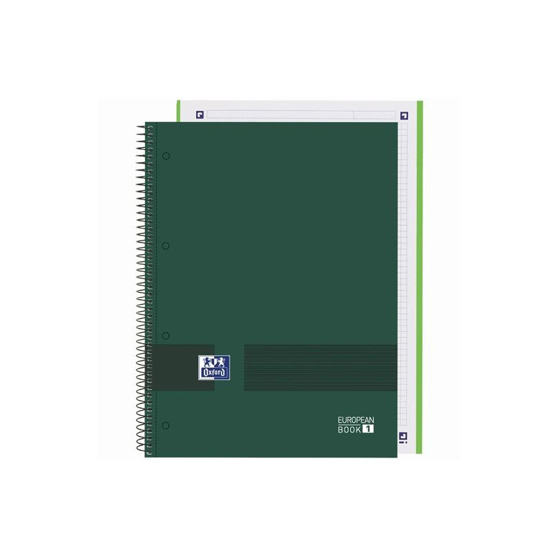 400158919 OXFORD CUADERNO &YOU EUROPEANBOOK 1 WRITE&ERASE 80H A4+ 5X5MM MICROPERFORADO TAPA EXTRADURA VERDE MILITAR