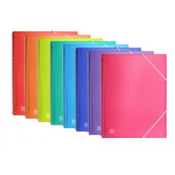 400147013 OXFORD CARPETA CON 30 FUNDAS CRISTAL ESPIRAL CON GOMAS URBAN PP COLORES SURTIDOS A4 -10U-