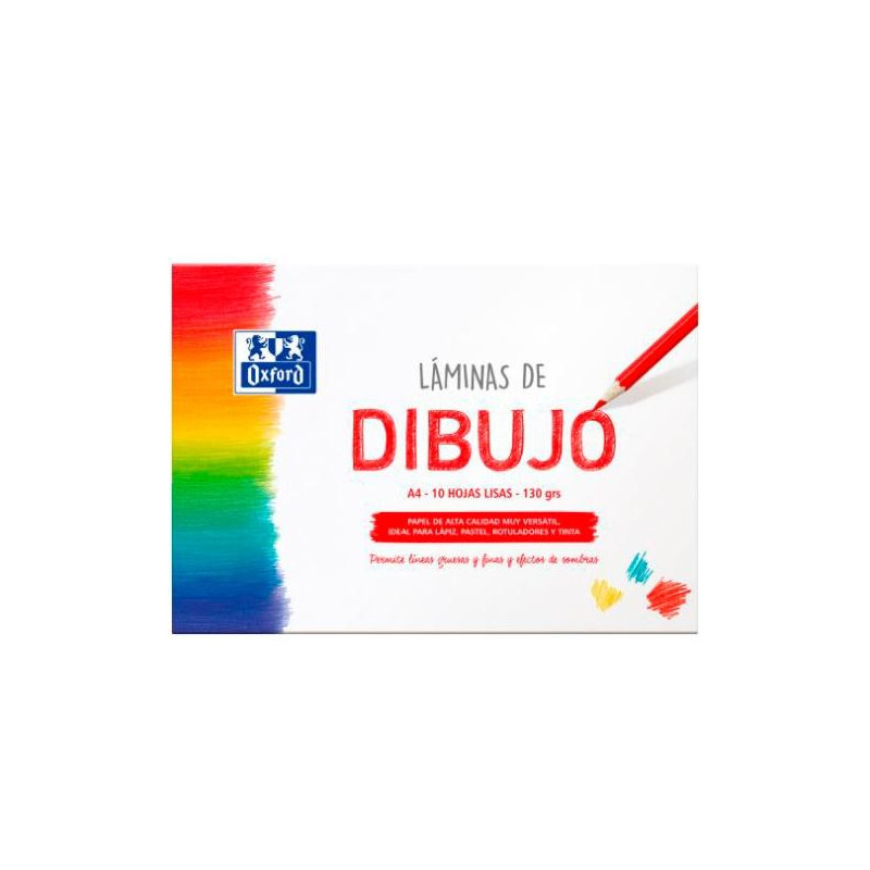 400151292 OXFORD LÁMINAS PARA DIBUJO ESCOLAR PACK 10 HOJAS 130GR A4 LISO BLANCO