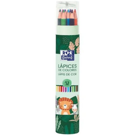 400180377 OXFORD LÁPICES DE COLORES ANIMAL BESTIES C/SURTIDOS ESTUCHE 12 UD + 1 SACAPUNTAS