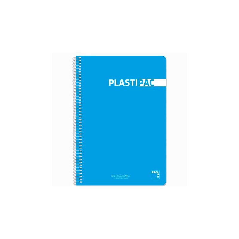 16103 PACSA CUADERNO PLASTIPAC 80H FOLIO 90GR 4X4MM TAPAS POLIPROPILENO PACK 5 UD AZUL TURQUESA