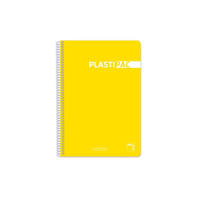 16105 PACSA CUADERNO PLASTIPAC 80H FOLIO 90GR 4X4MM TAPAS POLIPROPILENO PACK 5 UD AMARILLO