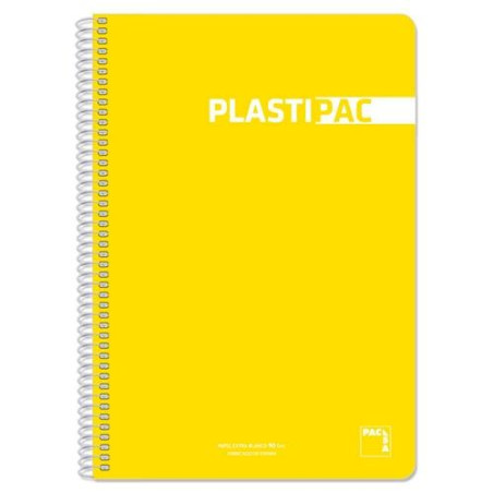 16105 PACSA CUADERNO PLASTIPAC 80H FOLIO 90GR 4X4MM TAPAS POLIPROPILENO PACK 5 UD AMARILLO