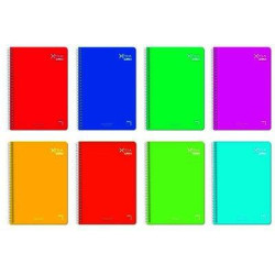 16220 PACSA CUADERNO XTRA 80H FOLIO 60GR 4X4MM TAPA DURA PACK 5 UD COLORES SURTIDOS